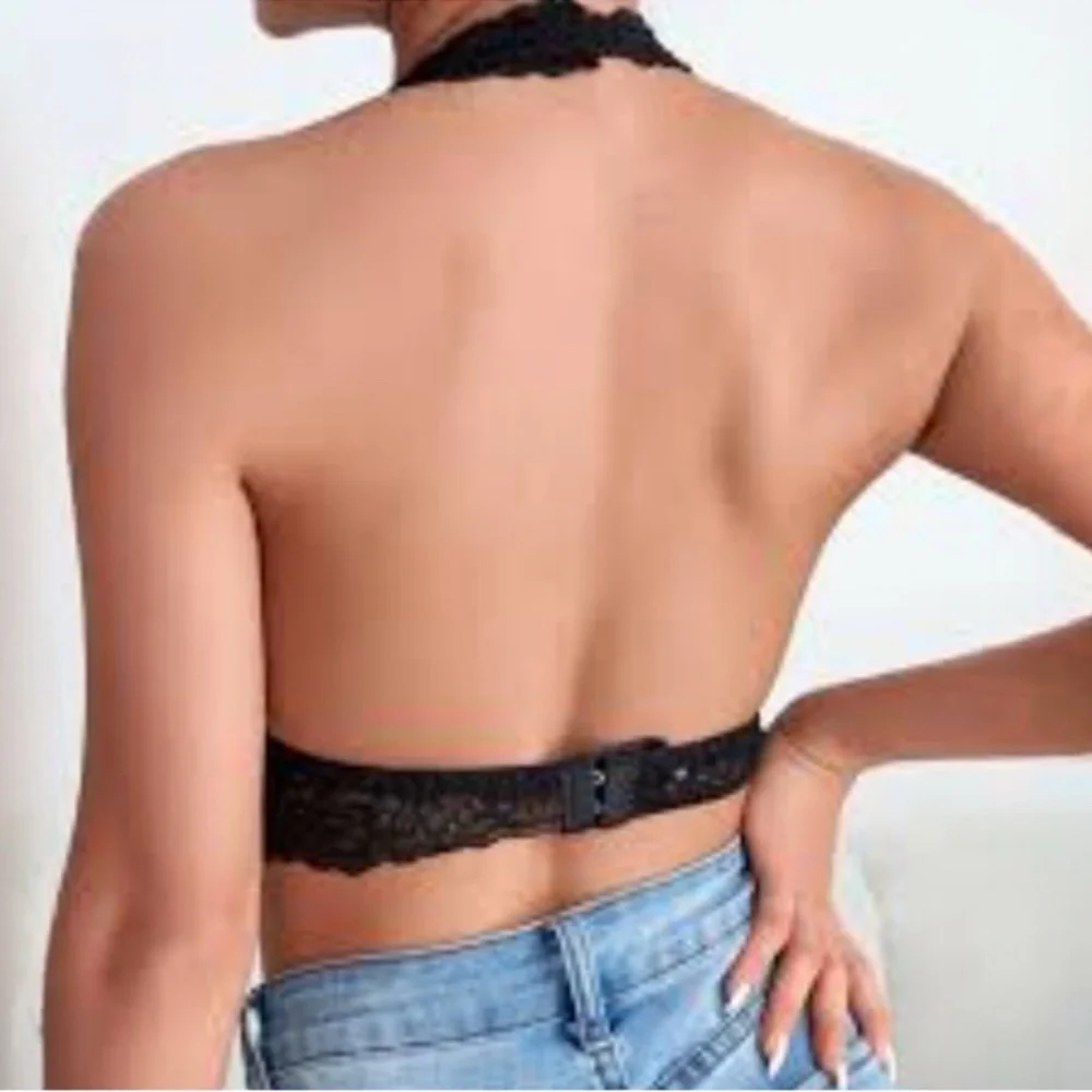 NWOT ZENANA OUTFITTERS Lace Halter Bralette Black L Fairy Grunge Boho Festival - Picture 9 of 16